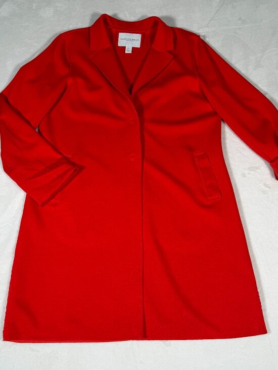 Carolina Belle Jackets & Blazers - Carolina Belle Montreal Blazer Coat Women Size L Red Long Stretch Snap Closure